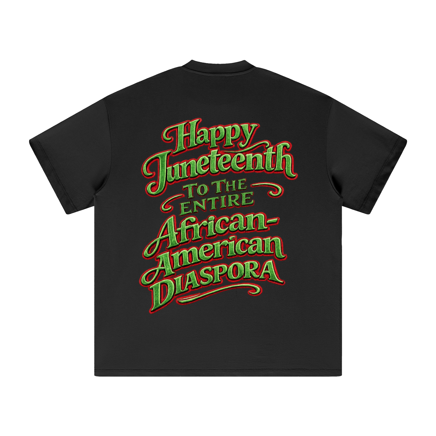 Juneteenth #001 graphic t-shirt featuring child carrying Pan-African flag and Make Better Choices message